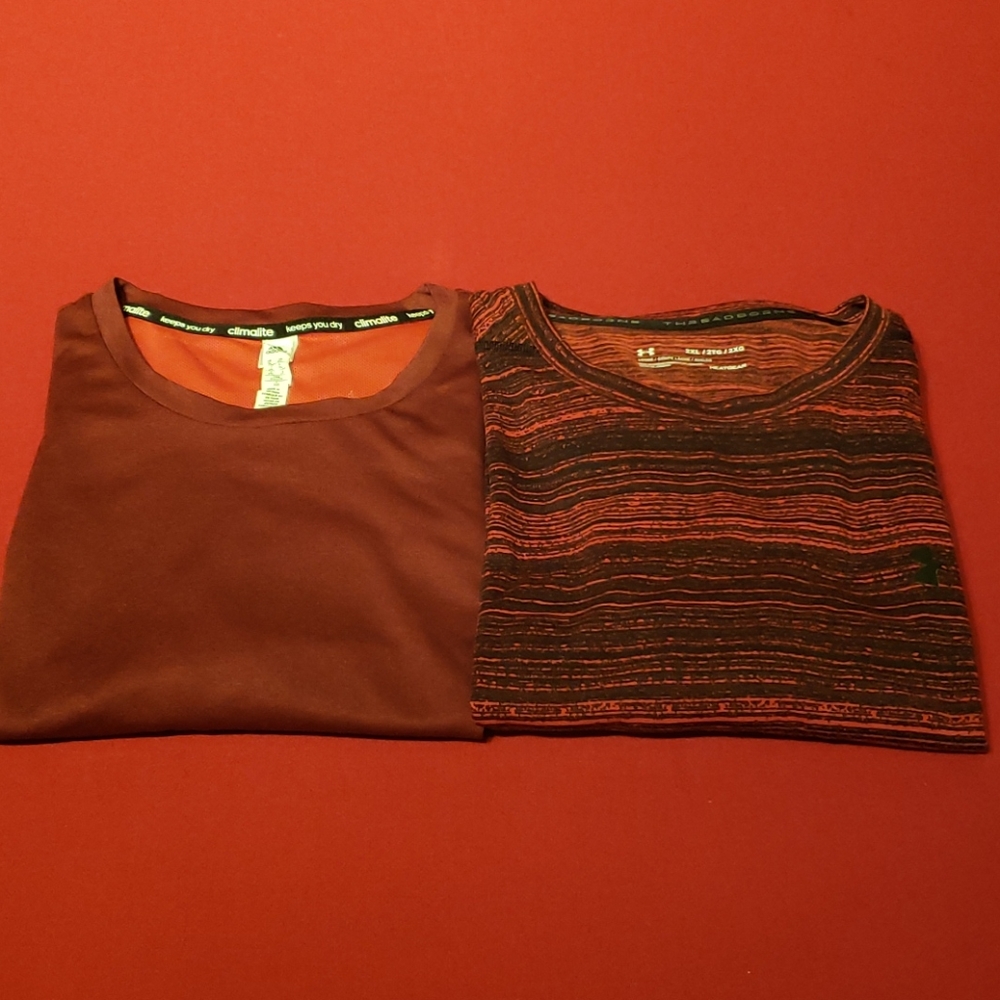 Lot of 2 Mens XXL Under Armour and Adidas Shirts